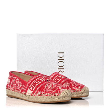 Christian Dior Embroidered Toile De Jouy Granville Espadrille 35 Raspberry 9 of 9