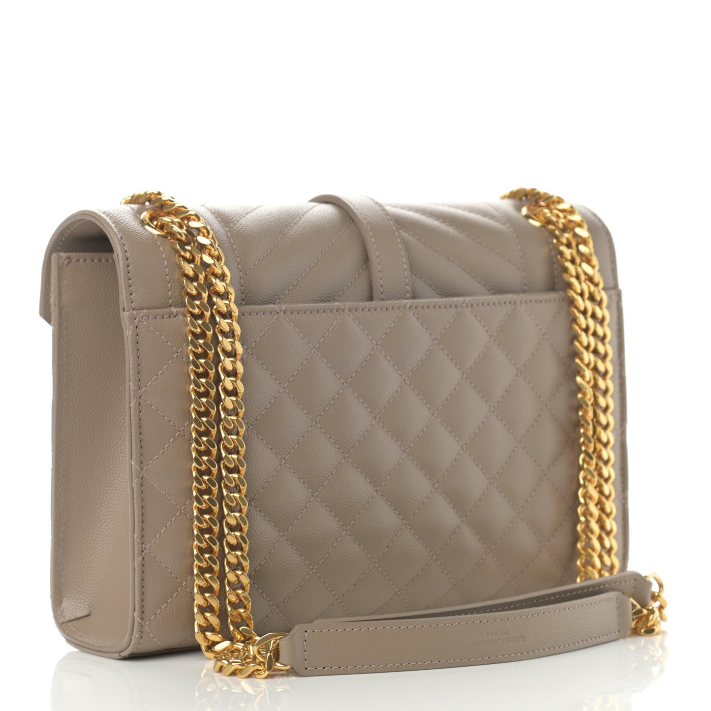 Grain De Poudre Textured Mixed Matelasse Medium Triquilt Monogram Satchel Dark Beige