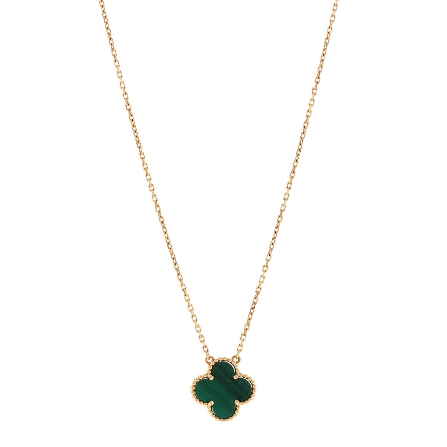 Van Cleef & Arpels 18K Yellow Gold Malachite Vintage Alhambra Pendant Necklace 1 of 6
