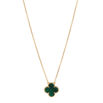 Van Cleef & Arpels 18K Yellow Gold Malachite Vintage Alhambra Pendant Necklace 1 of 6