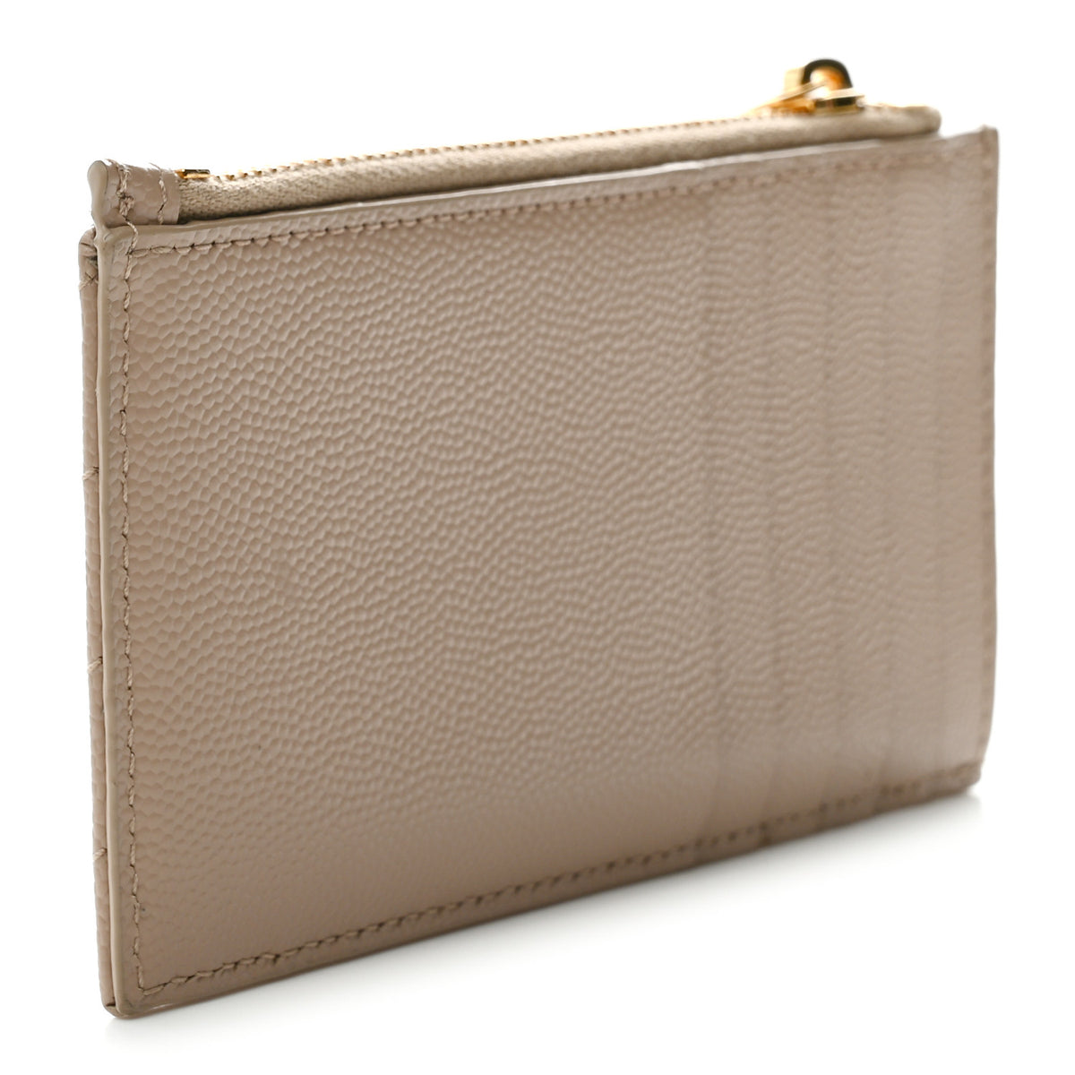 Saint Laurent Monogram Grain de Poudre 5 Fragments Zip Pouch Card Holder Dark Beige 3 of 7