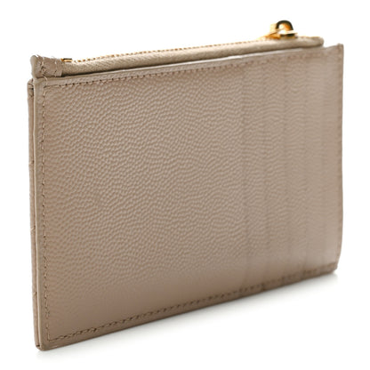 Saint Laurent Monogram Grain de Poudre 5 Fragments Zip Pouch Card Holder Dark Beige 3 of 7