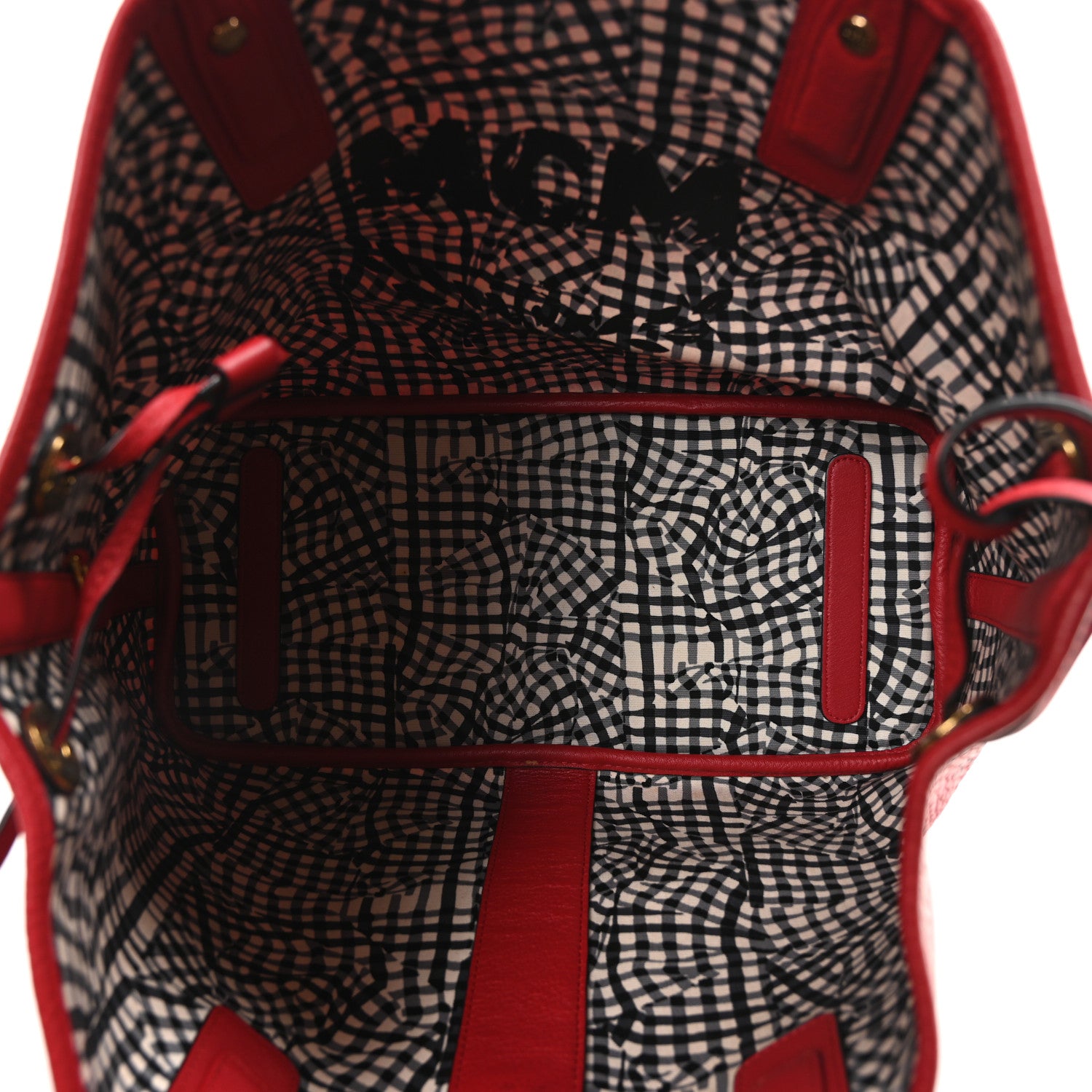 MCM Visetos Medium Liz Reversible Shopper Tote Ruby Red 6 of 17