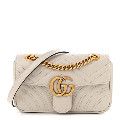 Gucci Calfskin Matelasse Mini GG Marmont Shoulder Bag Light Grey 1 of 10