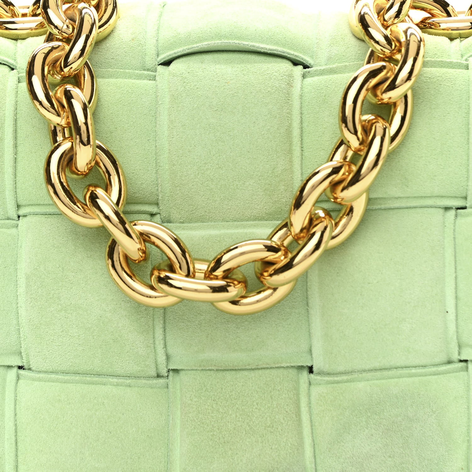 Bottega Veneta Suede Maxi Intrecciato Padded Chain Cassette Crossbody Bag Wasabi 7 of 12