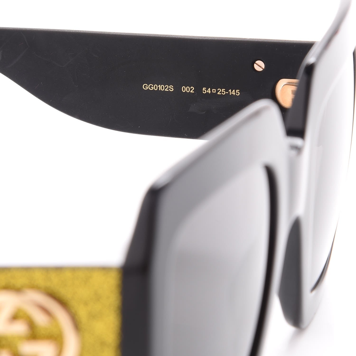 Gucci Square Frame GG0102S Sunglasses Glitter Gold 7 of 9