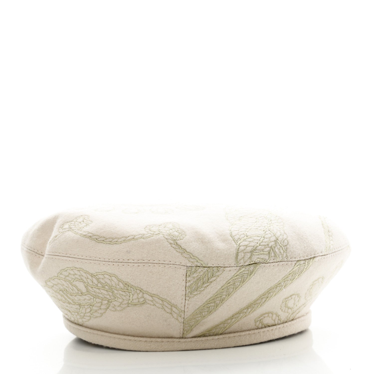 Hermes Wool Embroidered Saint-Honore en Finesse Beret 57 White Casse 4 of 7