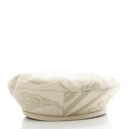 Hermes Wool Embroidered Saint-Honore en Finesse Beret 57 White Casse 4 of 7