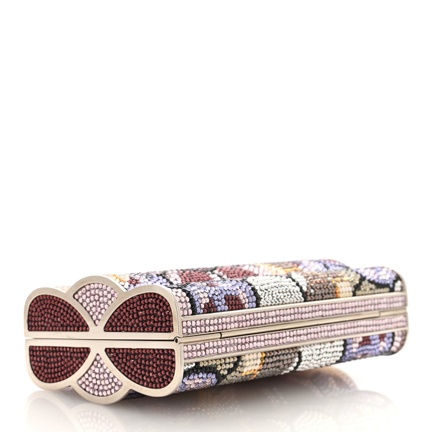 Swarovski Crystal Floral Minaudiere Clutch Multicolor