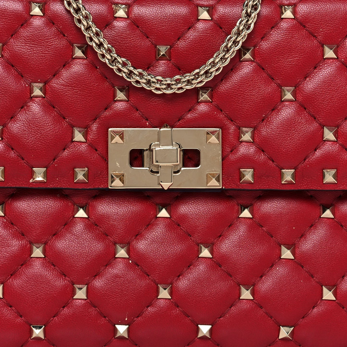 Nappa Medium Rockstud Spike Shoulder Bag Rosso Valentino