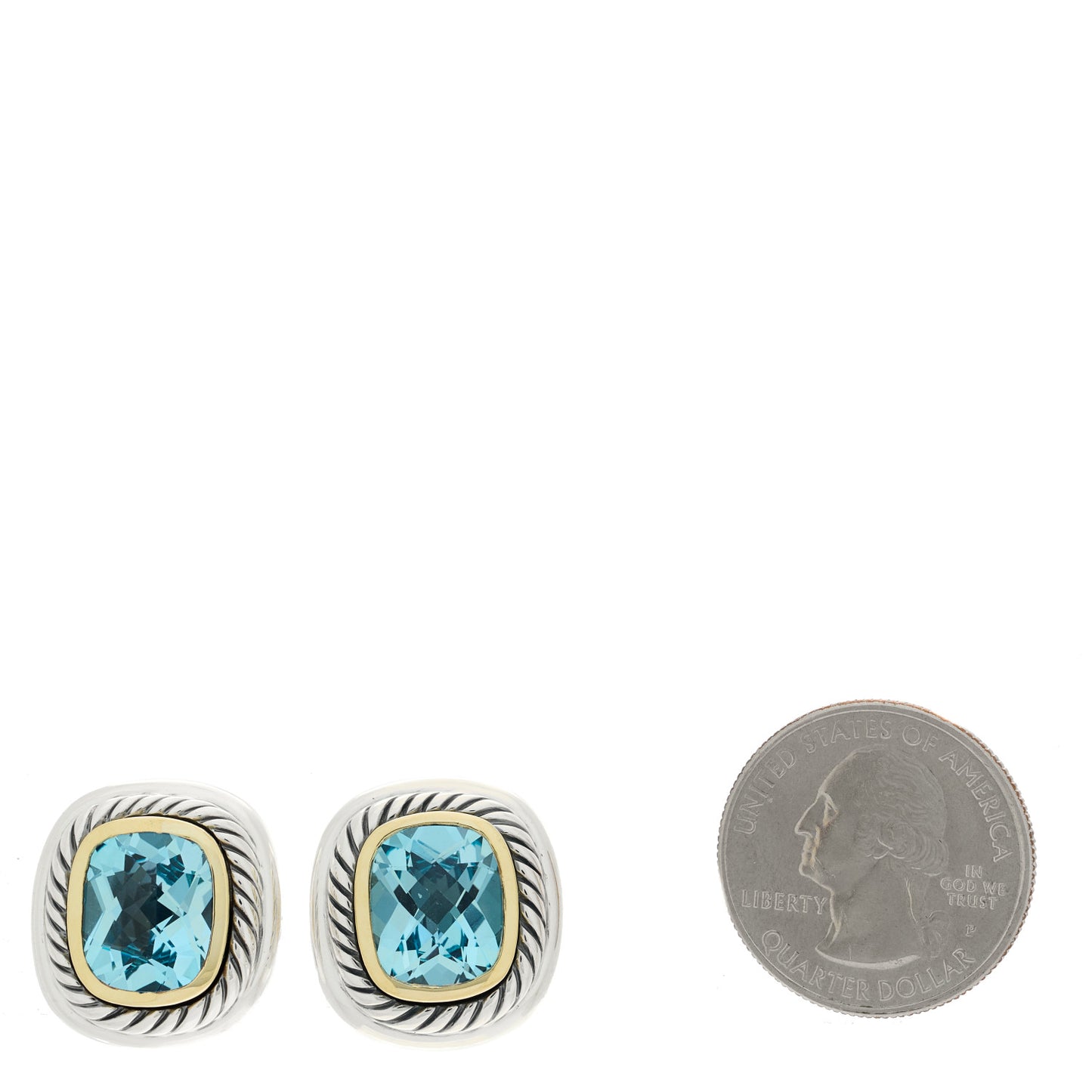Sterling Silver 14K Yellow Gold Blue Topaz Albion Earrings