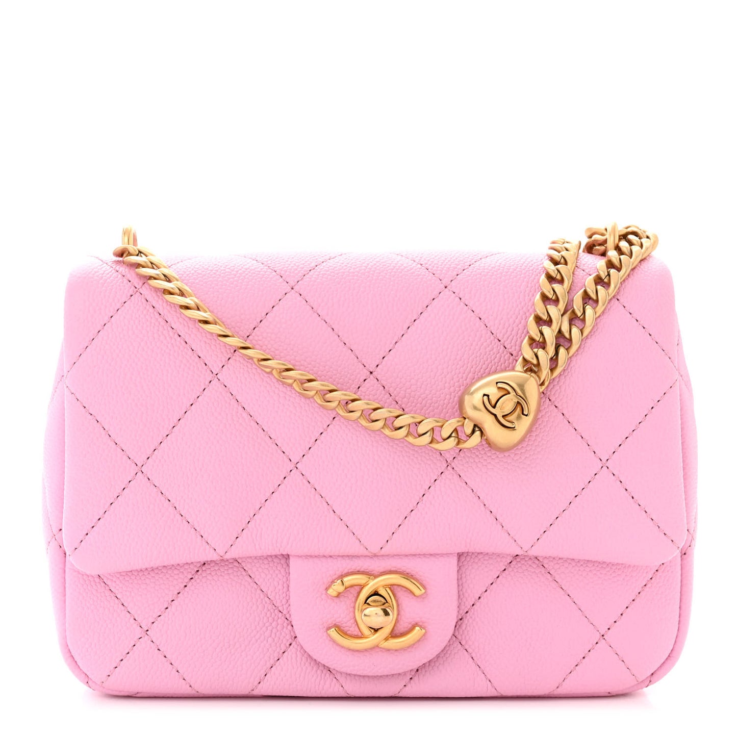 Caviar Quilted Mini Sweetheart Flap Lilac