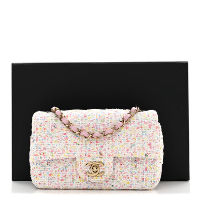 Chanel Tweed Sequin Quilted Mini Rectangular Flap White Pink Green Blue 11 of 11