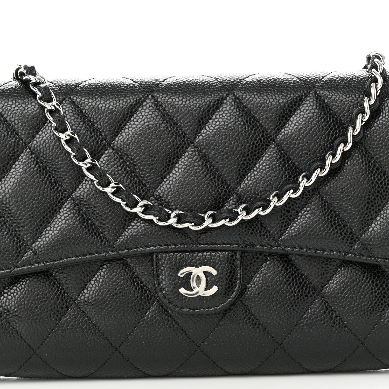 Chanel Caviar Quilted Phone Holder Wallet on Removable Chain Black 9 of 12