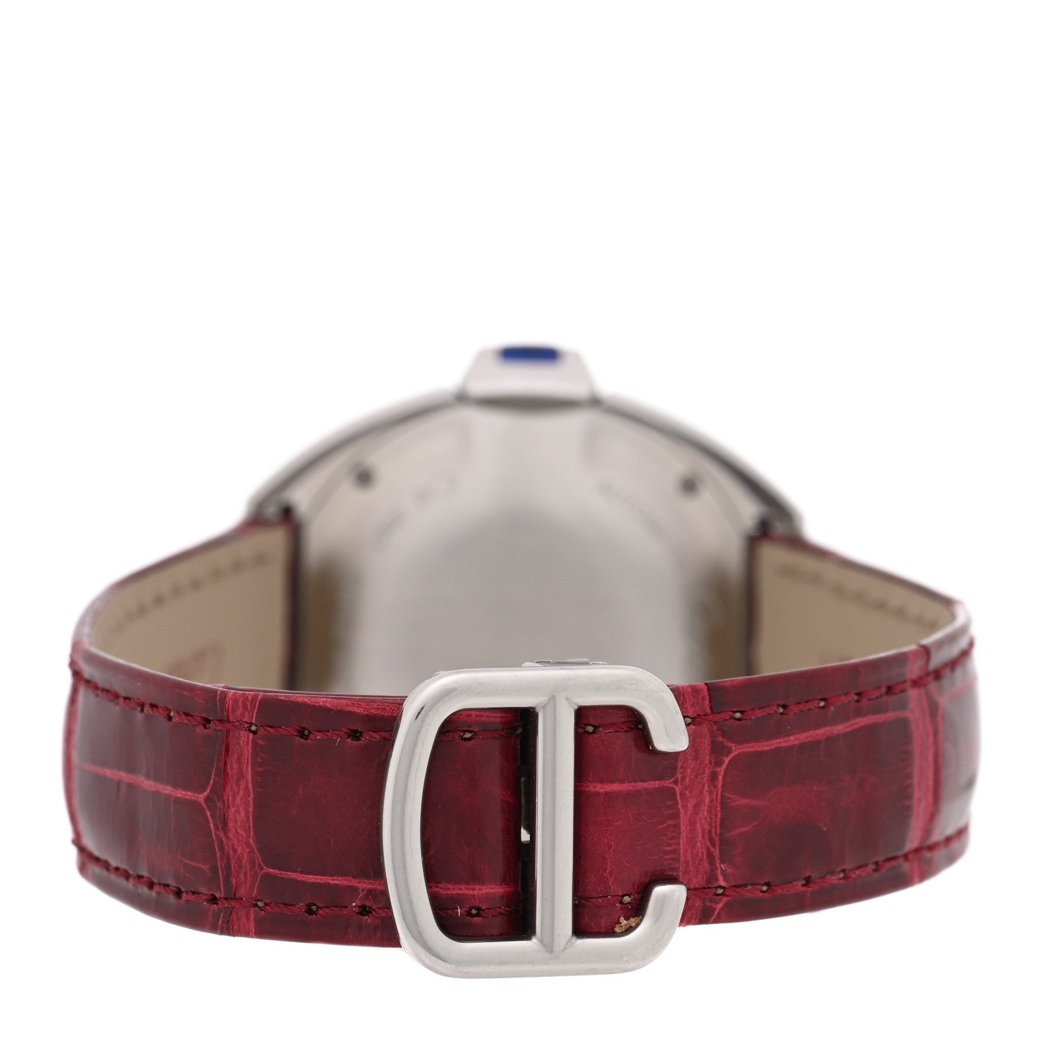 Cartier Stainless Steel Alligator 31mm Cle De Cartier Automatic Watch Burgundy 3 of 5