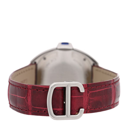 Cartier Stainless Steel Alligator 31mm Cle De Cartier Automatic Watch Burgundy 3 of 5