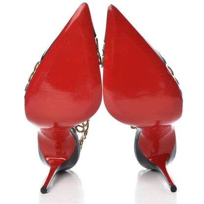 Christian Louboutin Patent PVC Malaika Half Dorsay 120 Pumps 38 Black Gold 5 of 9