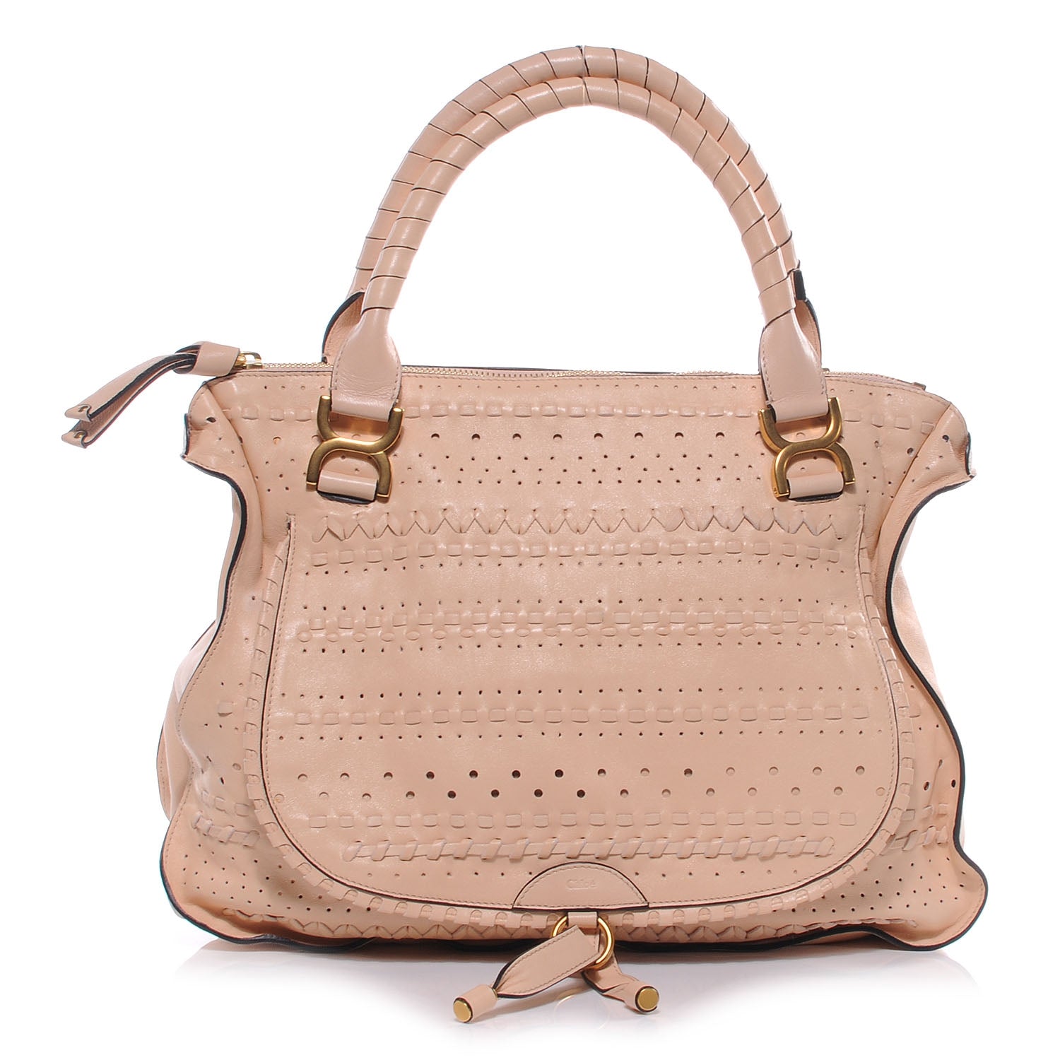 Chloe Lambskin Embroidered Large Marcie Satchel Pink 1 of 6