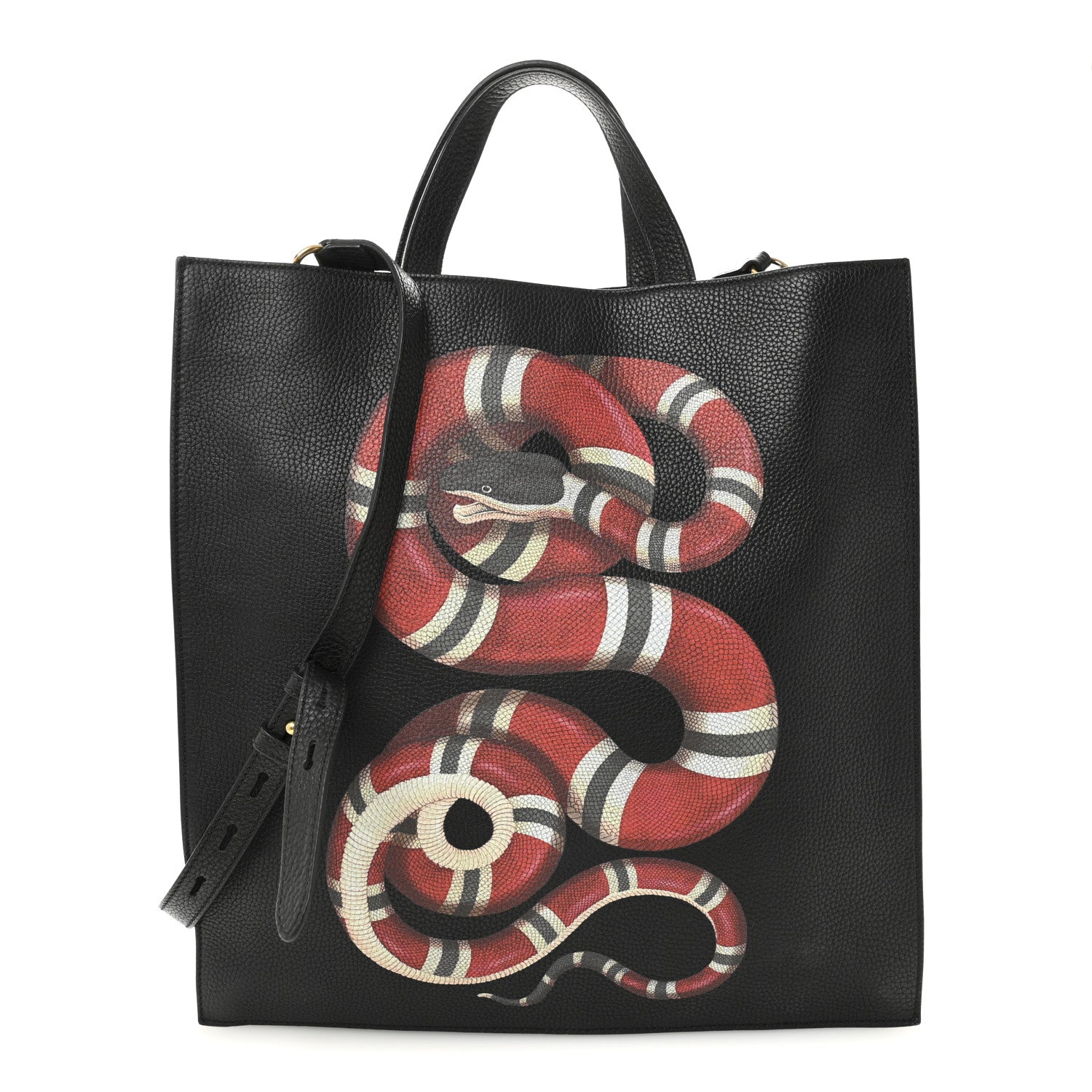 Gucci Calfskin Kingsnake Print Vertical Tote Black 1 of 11