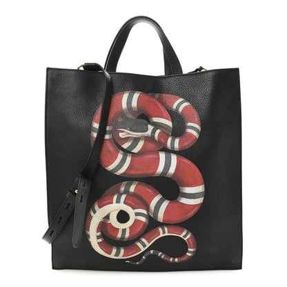 Gucci Calfskin Kingsnake Print Vertical Tote Black 1 of 11