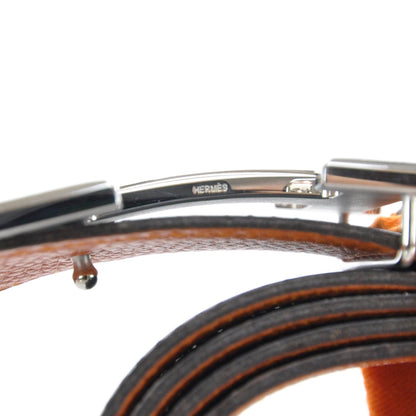 Hermes Leather Reversible Constance H Belt 80 Black and Orange 6 of 6