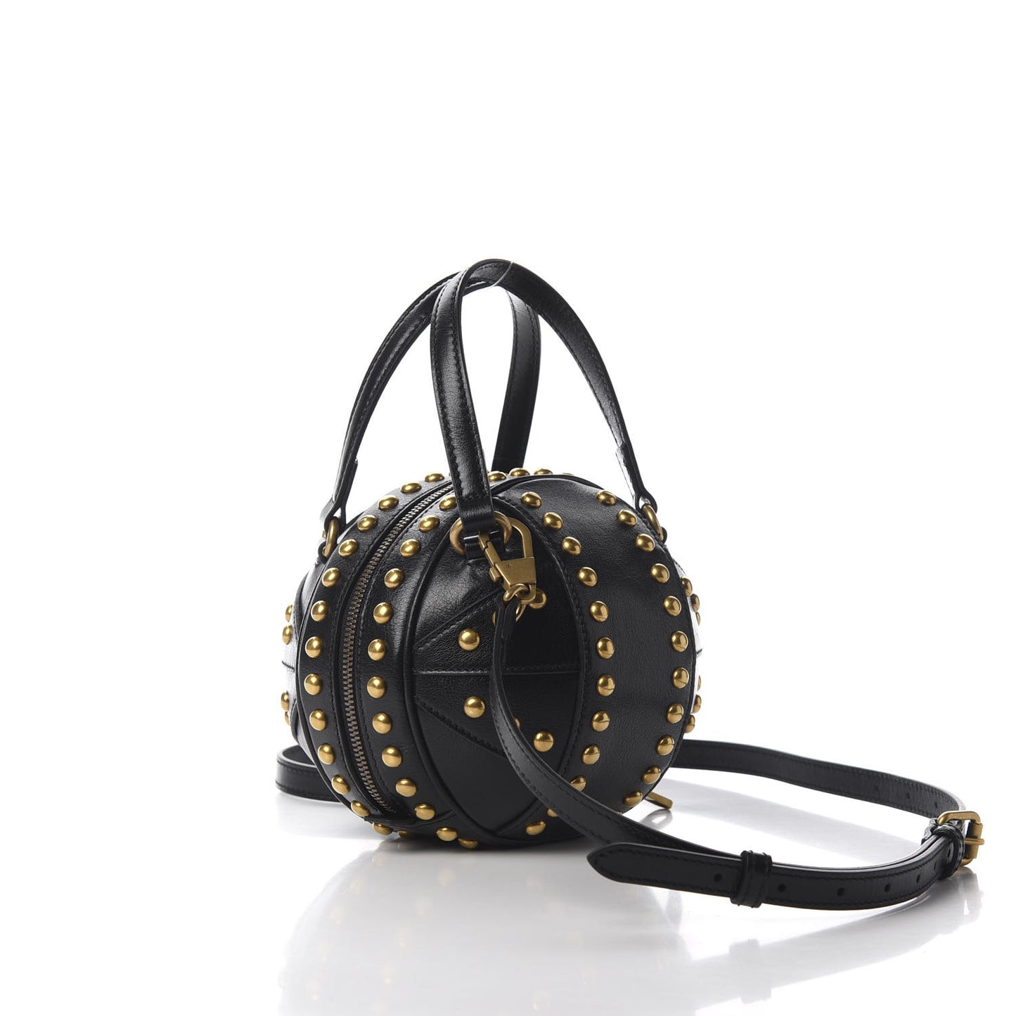 Calfskin Studded Mini Tifosa Baseball Shaped Shoulder Bag Black