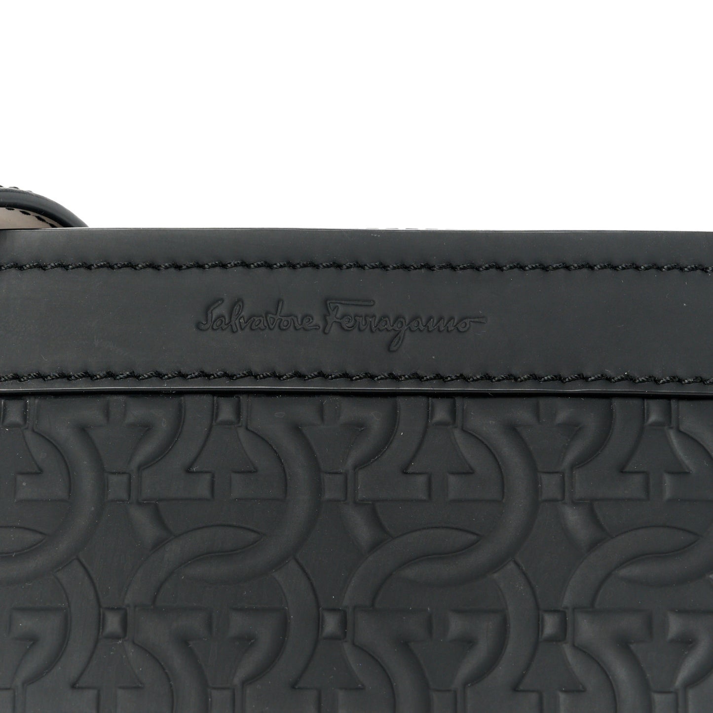 Calfskin Gancini Embossed Brooklyn Crossbody Bag Black