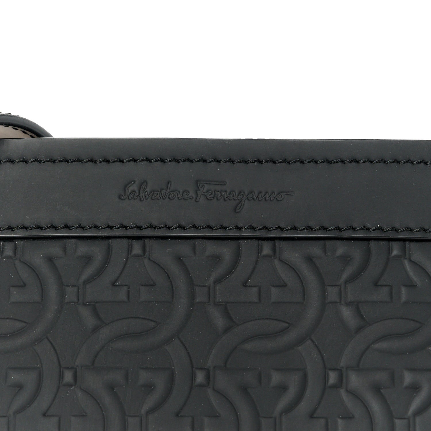 Salvatore Ferragamo Calfskin Gancini Embossed Brooklyn Crossbody Bag Black 8 of 11
