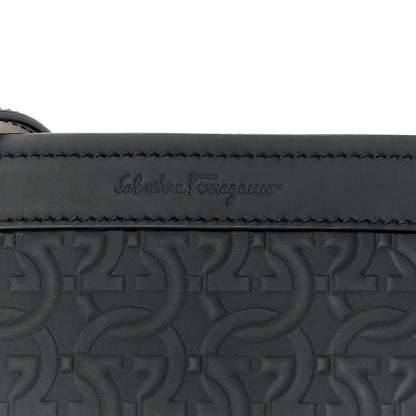 Salvatore Ferragamo Calfskin Gancini Embossed Brooklyn Crossbody Bag Black 8 of 11