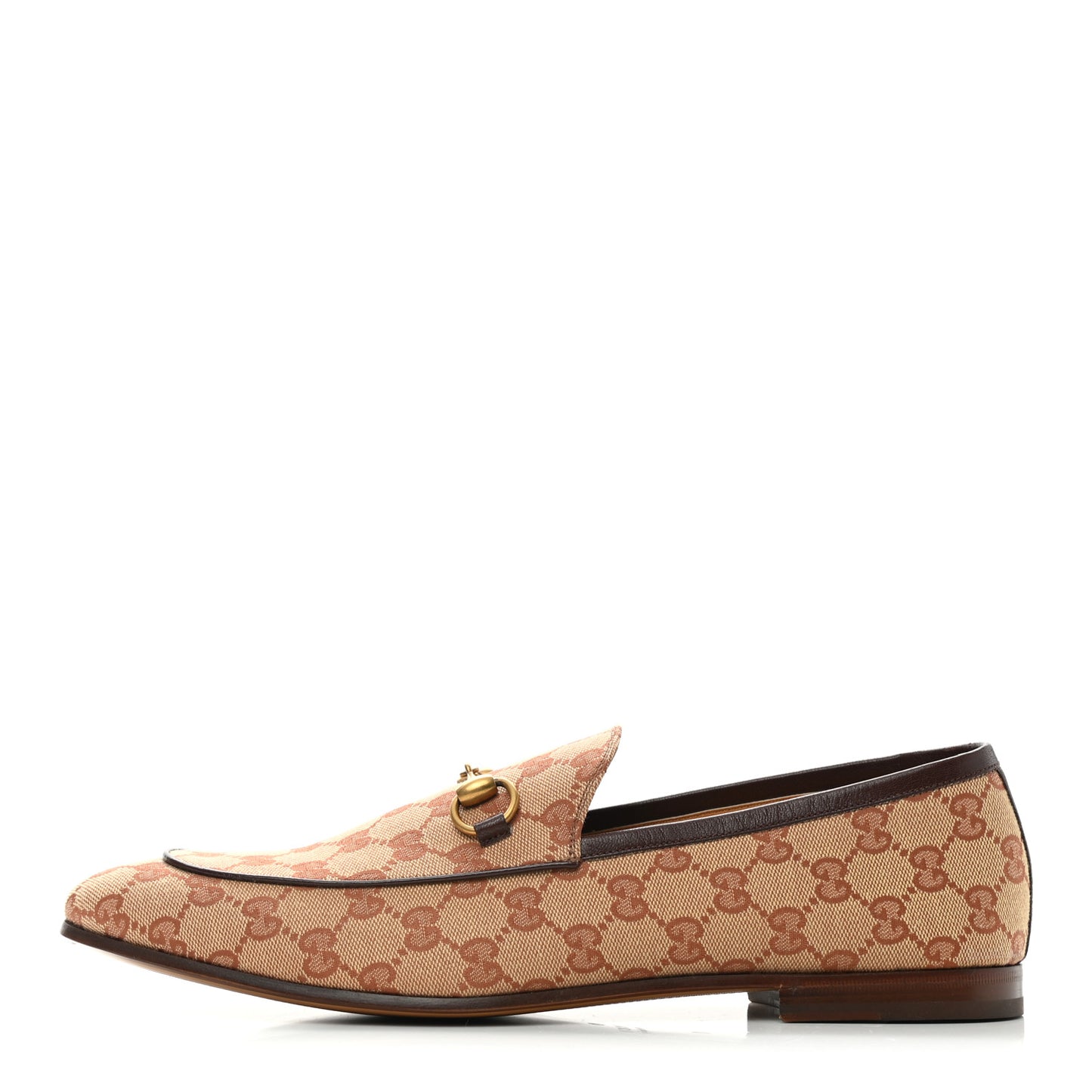 Canvas GG Monogram Horsebit Mens Jordaan Loafers 11 Beige Ruggine Light Brown