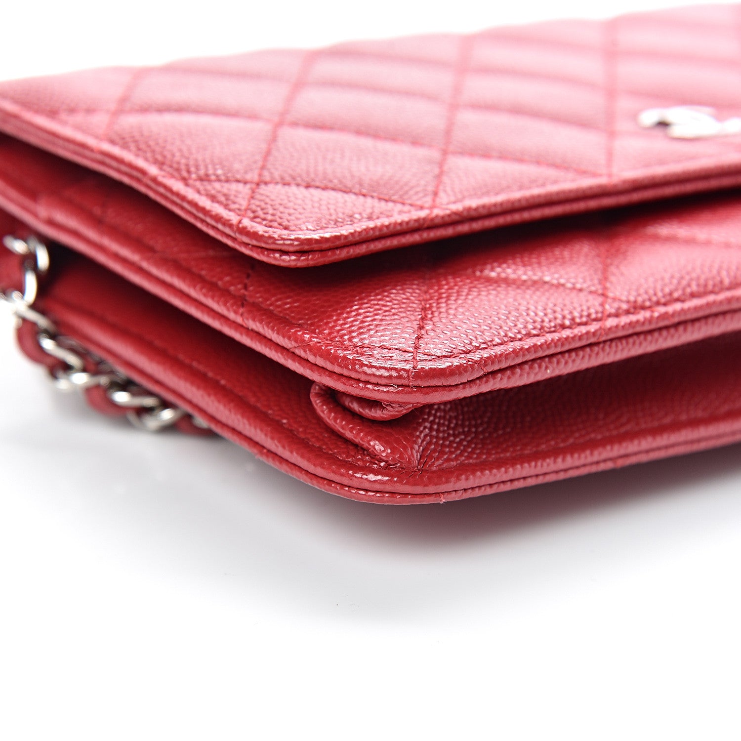 Chanel Caviar Quilted Wallet On Chain WOC Red 9 of 11