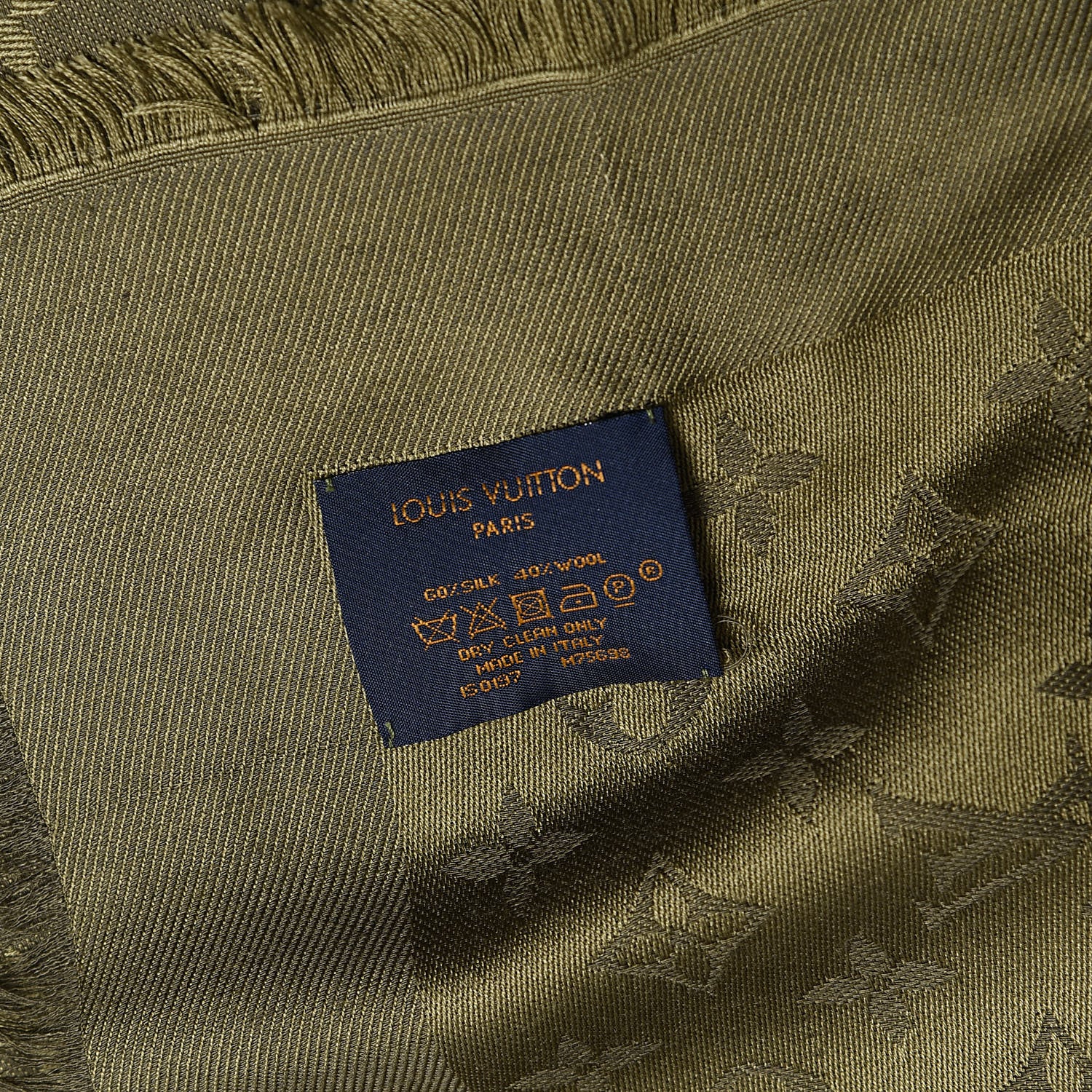 Louis Vuitton Silk Wool Monogram Shawl Kaki 4 of 7