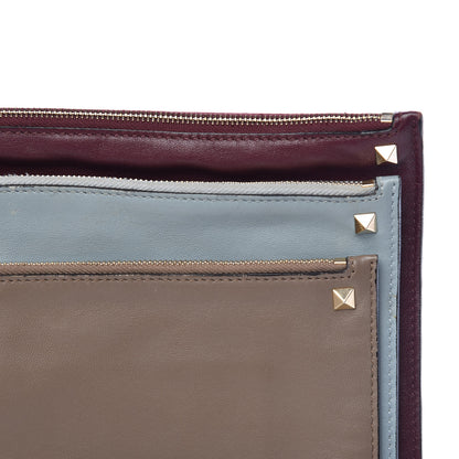 Valentino Garavani Vitello Rockstud Triple Zip Wristlet Pouch Multicolor 12 of 17