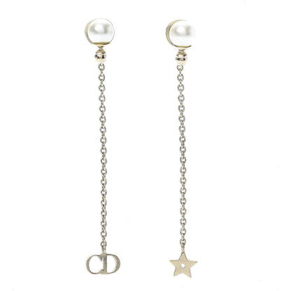 Christian Dior Pearl La Petite Tribale Dangle Chain Earrings Gold 1 of 4