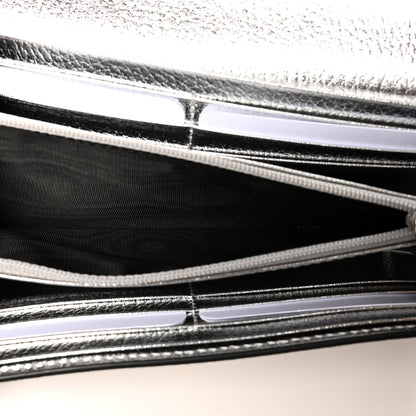 Gucci Metallic Calfskin GG Supreme Monogram GG Marmont Continental Wallet Silver Beige Ebony 5 of 9