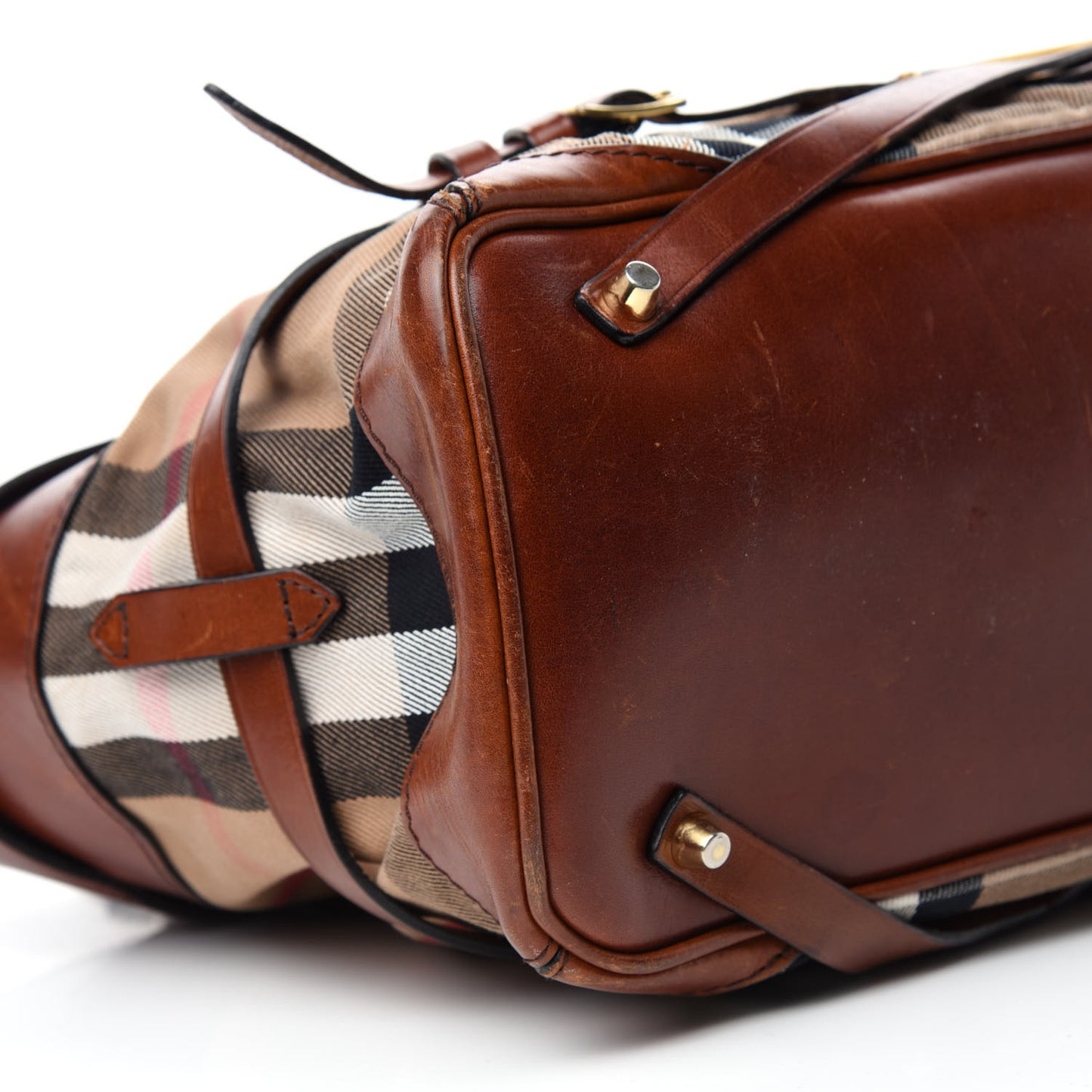 House Check Bridle Calfskin Medium Lynher Tote Dark Tan
