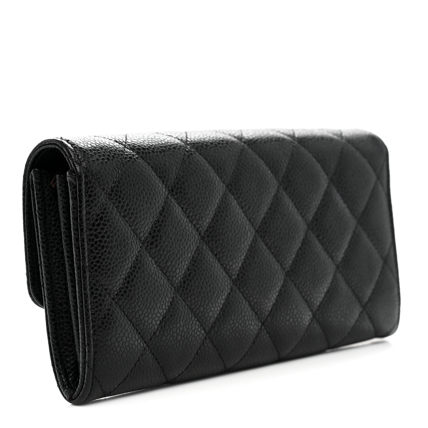 Chanel Caviar Quilted Large Gusset Flap Wallet Black 3 of 8