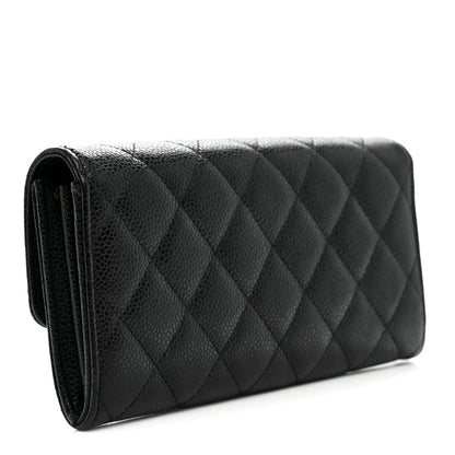 Chanel Caviar Quilted Large Gusset Flap Wallet Black 3 of 8