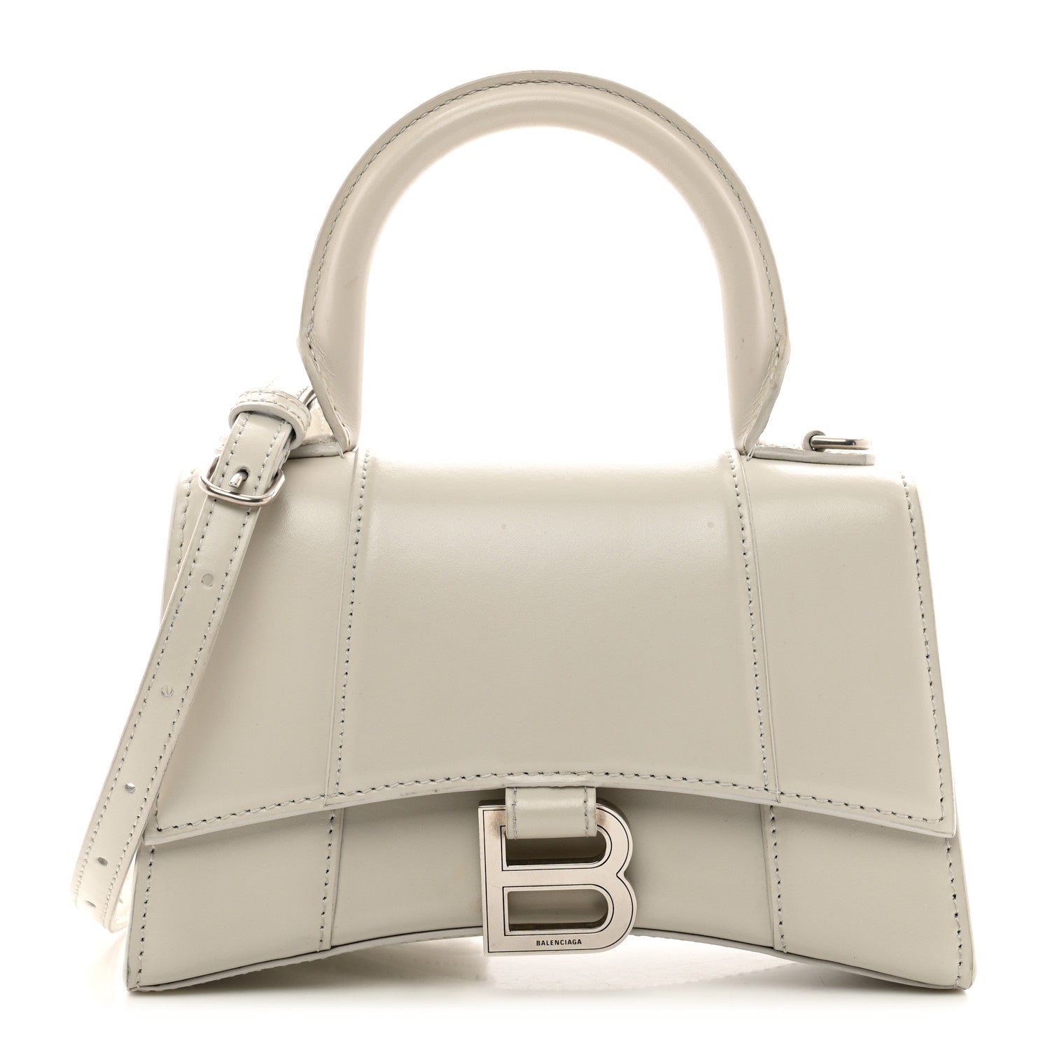 Balenciaga Shiny Box Calfskin Hourglass Top Handle Bag XS Chalky White 1 of 12