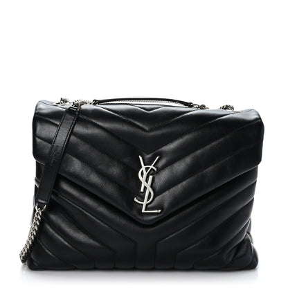 Saint Laurent Calfskin Y Quilted Monogram Medium Loulou Chain Satchel Black 1 of 9