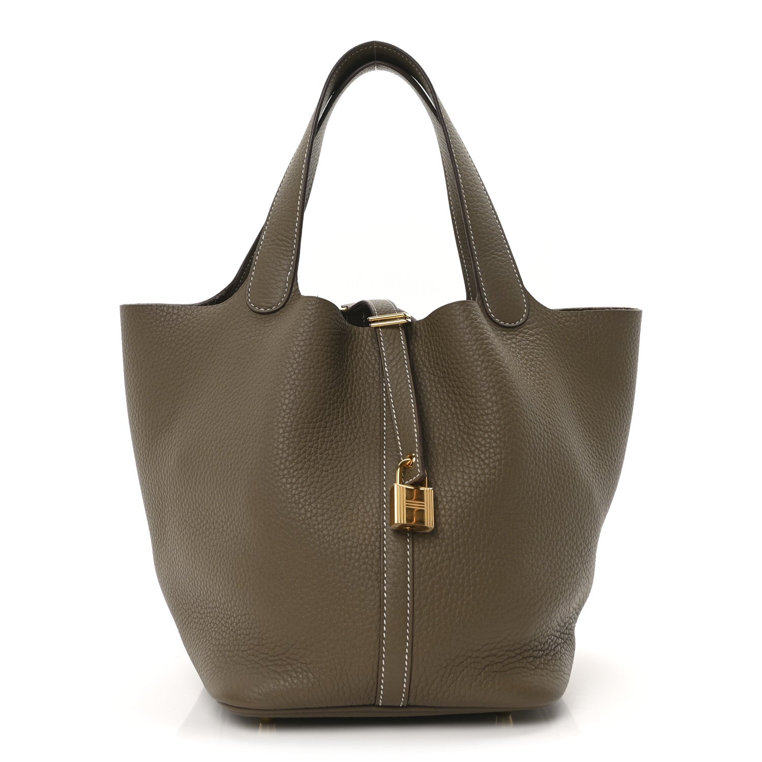 Hermes Taurillon Clemence Picotin Lock 22 MM Etoupe 1 of 10