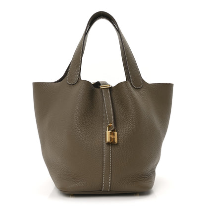 Hermes Taurillon Clemence Picotin Lock 22 MM Etoupe 1 of 10