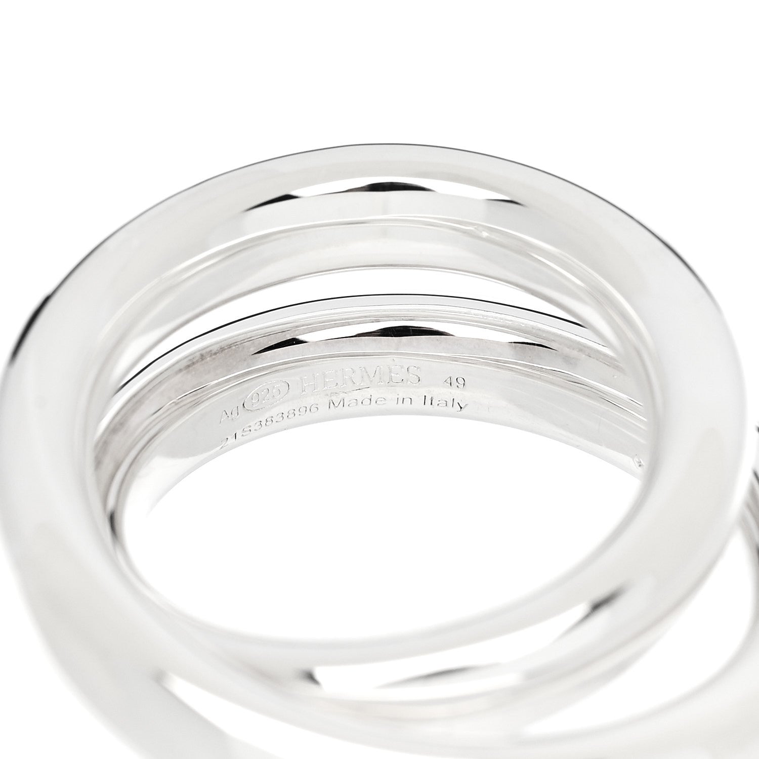 Hermes Sterling Silver MM Vertige Ring 49 5 4 of 6