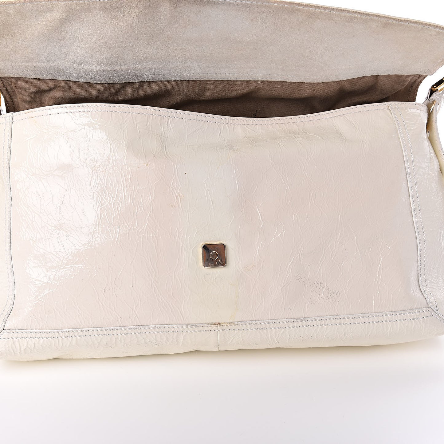Vitello Naplak Large Convertible Baguette White