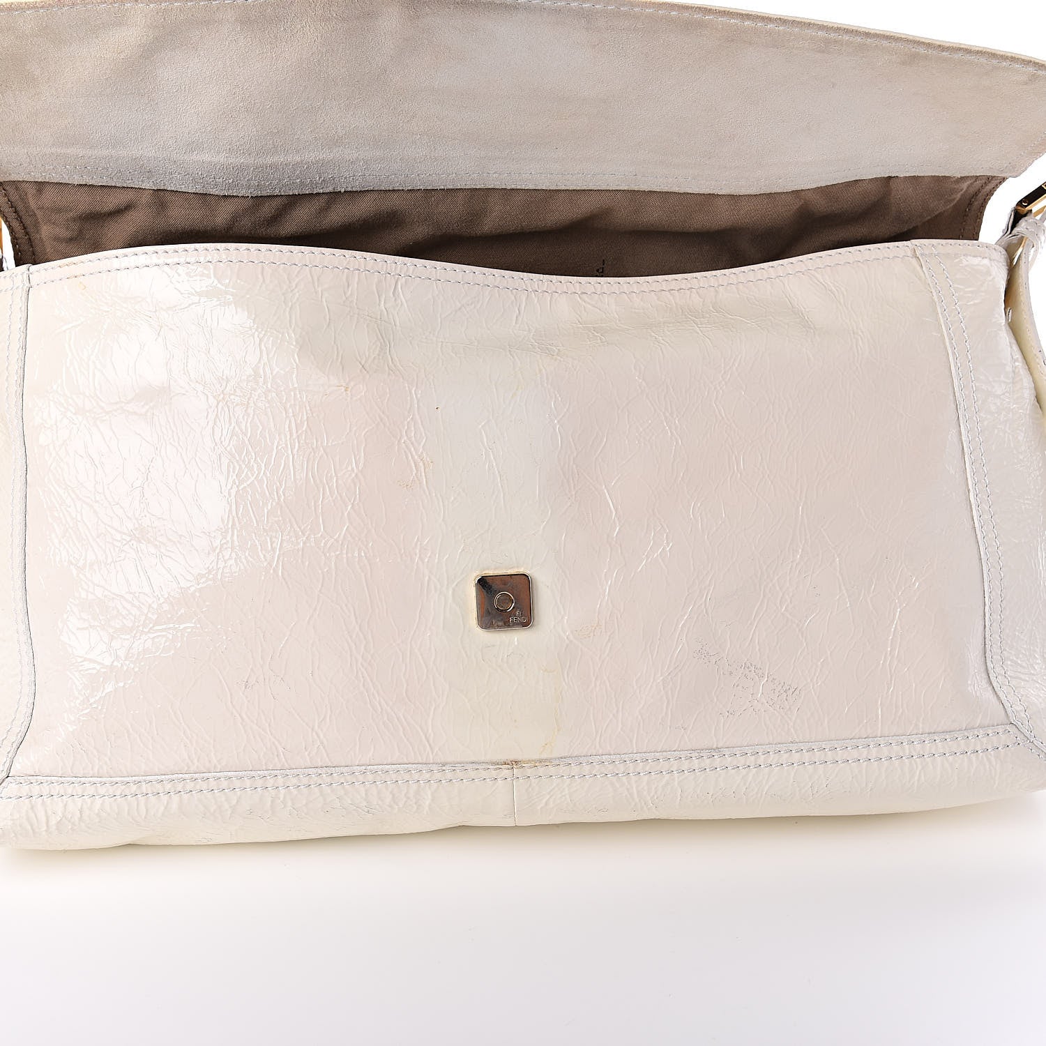 Fendi Vitello Naplak Large Convertible Baguette White 8 of 16