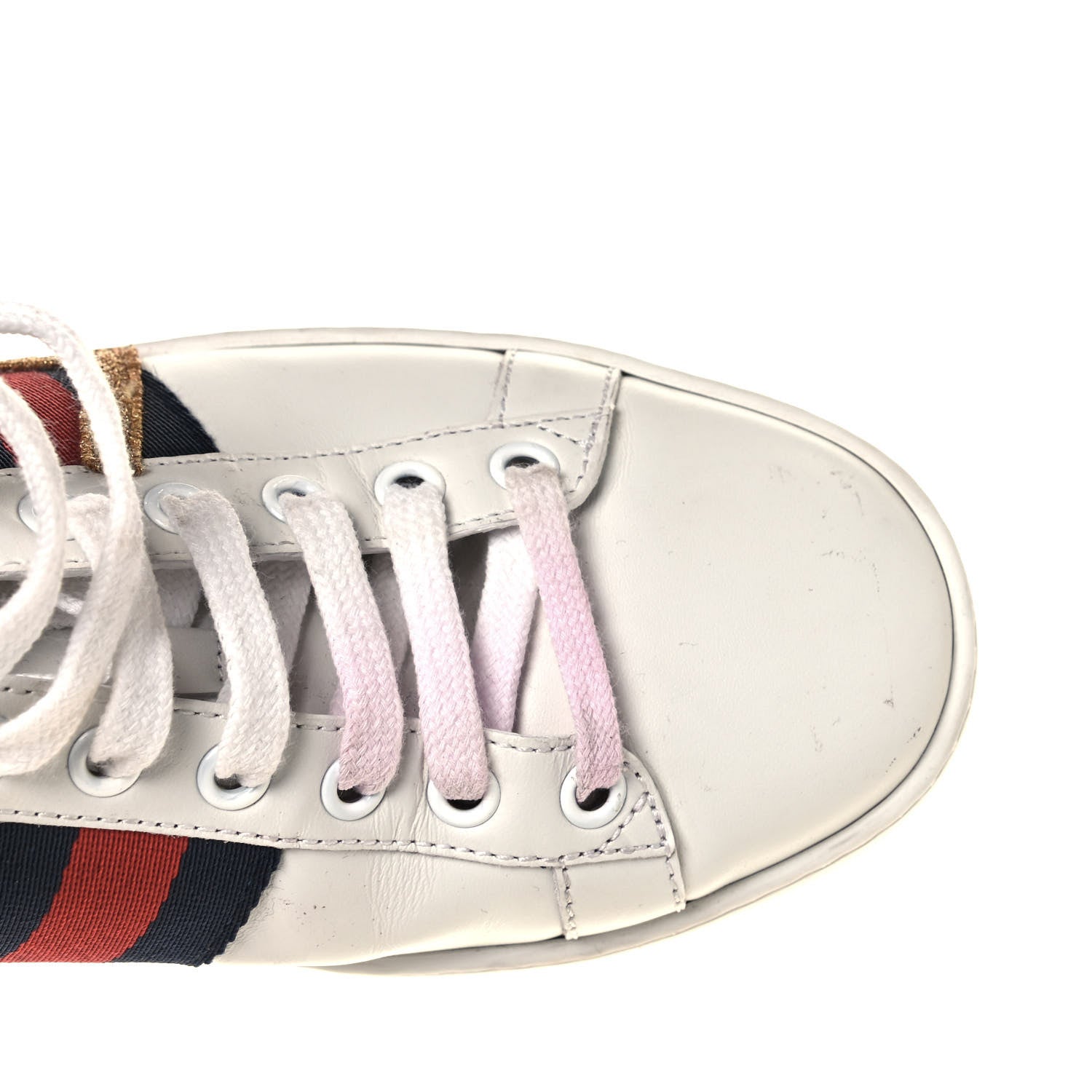 Gucci Calfskin Nappa Web LOVED Embroidered Womens Ace Sneakers 37.5 White Red Flame Notte 9 of 9