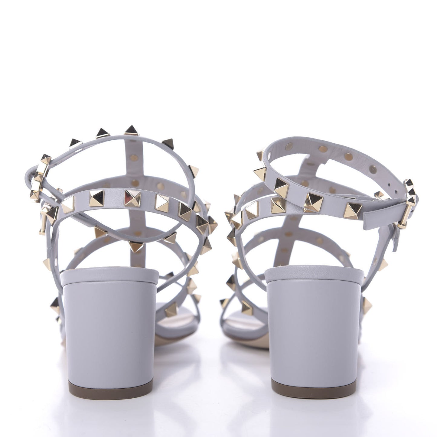 Calfskin Rockstud 60mm City Sandals 35 Pastel Grey