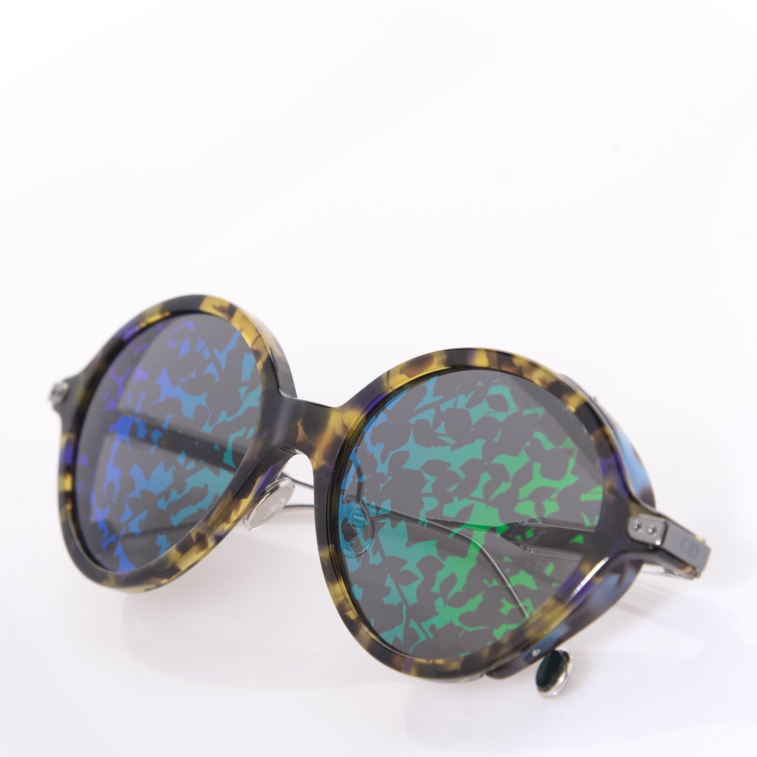 Christian Dior Acetate Leaf Print Umbrage Round Sunglasses Green Foliage 7 of 8