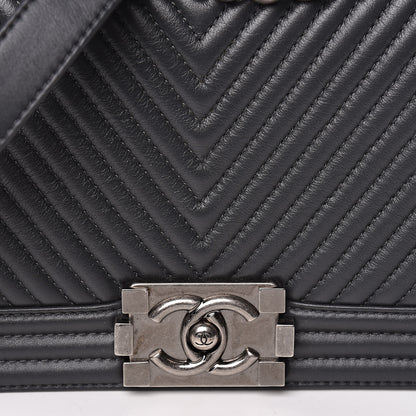 Chanel Calfskin Chevron Quilted Medium Boy Flap Grey 11 of 11
