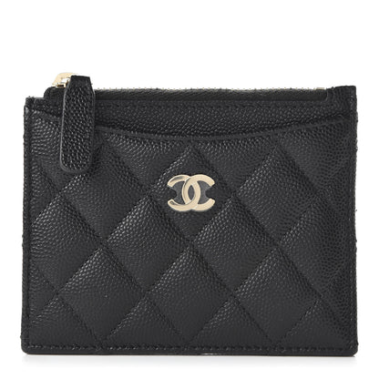 Chanel Caviar Quilted CC Zip Card Holder Black 1 of 11